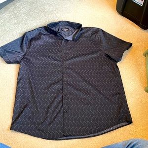 Slim fit black performance moisture wicking short sleeve button down